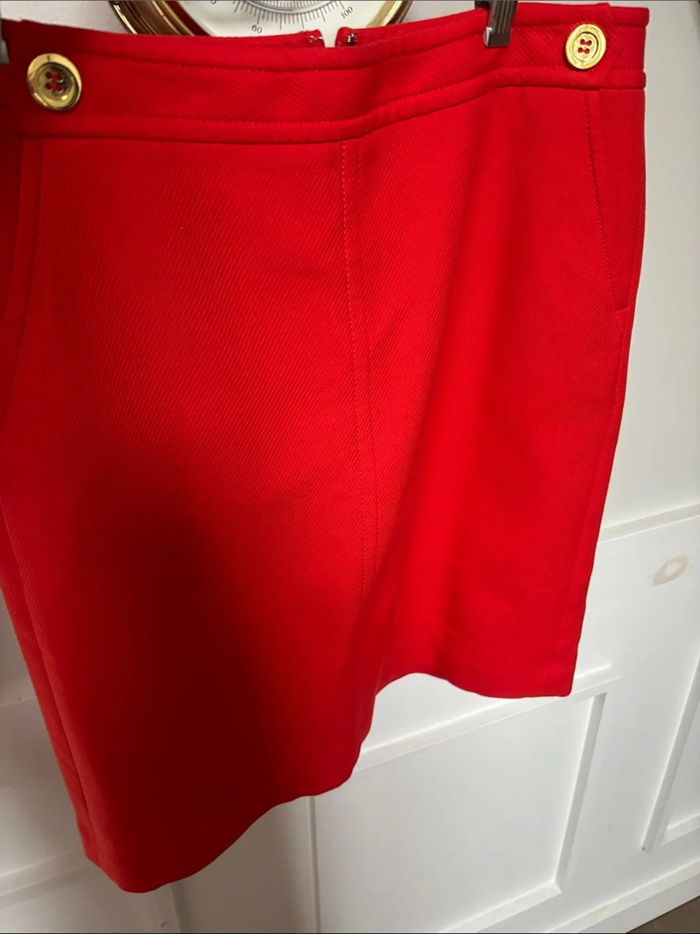Talbots Pencil Skirt Orange Cotton Twill Tweed